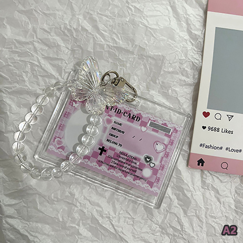 Crystal Butterfly 3-calowe akrylowe etui na karty Fotokartki Wyświetlacz Kredyt ID Karta bankowa Etui ochronne Brelok do kluczy Moda: Brązu