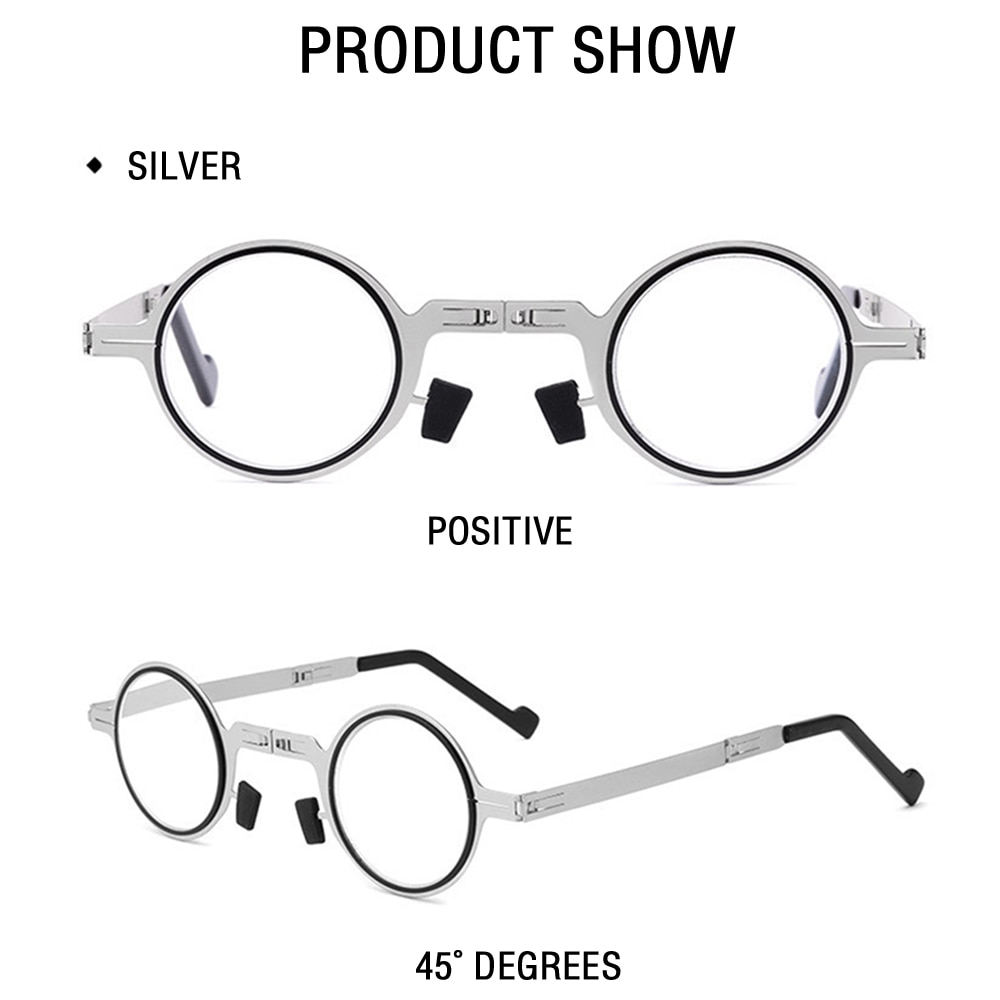 Lunettes de lecture rondes et pliantes en métal pour hommes, lumière bleue, monture étroite pour ordinateur