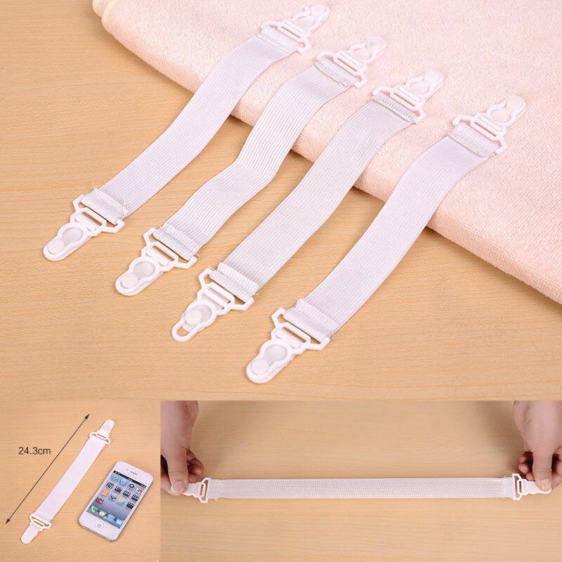 4Pcs Set Bed Sheet Mattress Bedspread Holder Grippers Straps Suspenders Elastic Fasteners