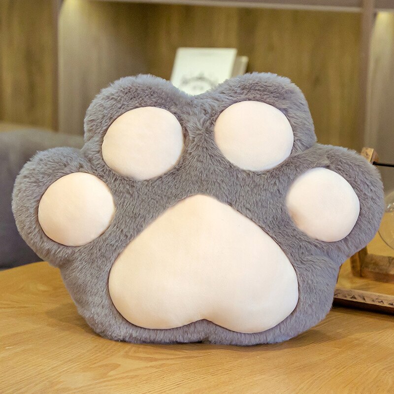 35*26cm Cute Cat Paw Warm Hands Pillow With Holes Colorful White Pink Grey Brown Animal Paw Cushion For Winter Christmas: Grey