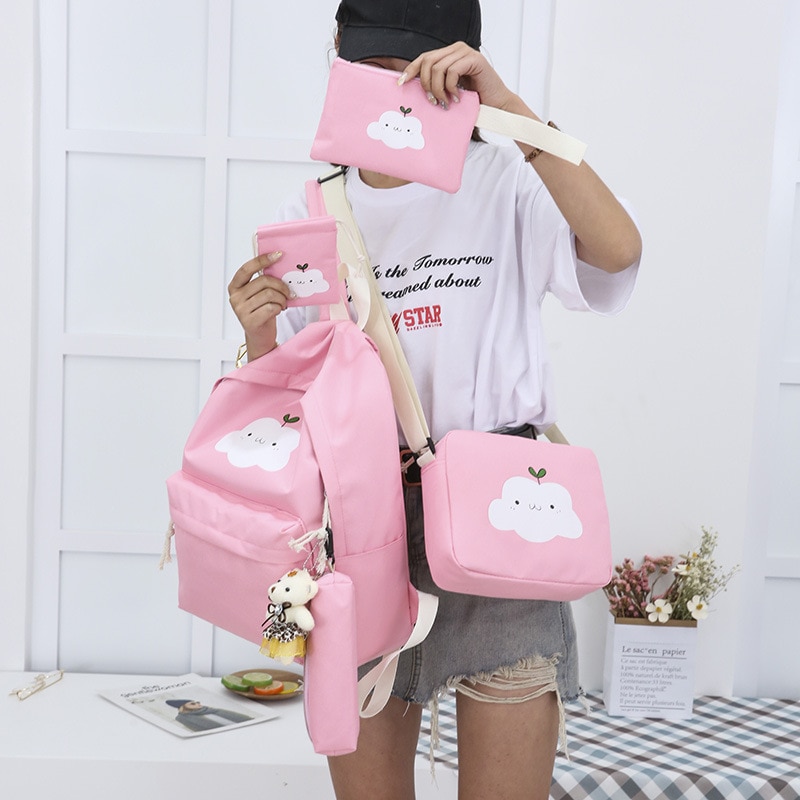 5 Stck einstellen Rucksack Mädchen Leinwand Rucksäcke lässig freundlicher Schule Taschen Damen Rucksack für Jugendliche Mädchen Schule Taschen