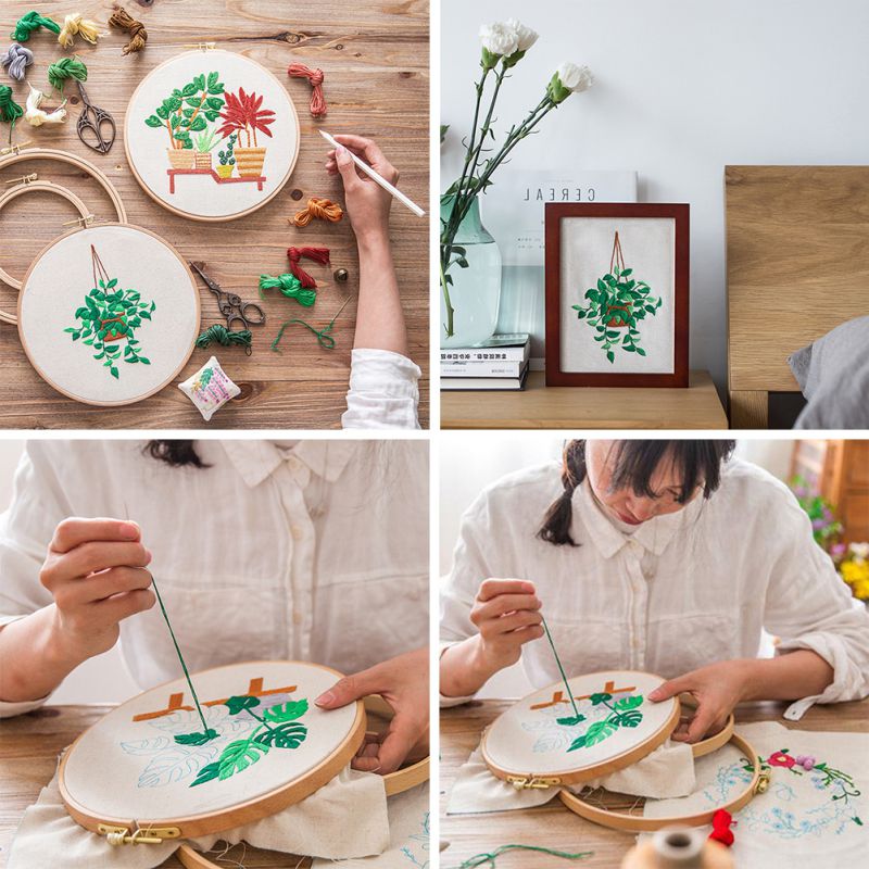 Moderne Diy Borduurwerk Plant Monsterabladeren Cactus Handwerk Handwerken Kruissteek Kit Home Decor Katoen Borduren Craft