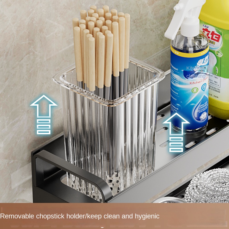 Kitchen sink storage rack without punching household multi-function drain rack sponge rag rack wall-mounted storage tool