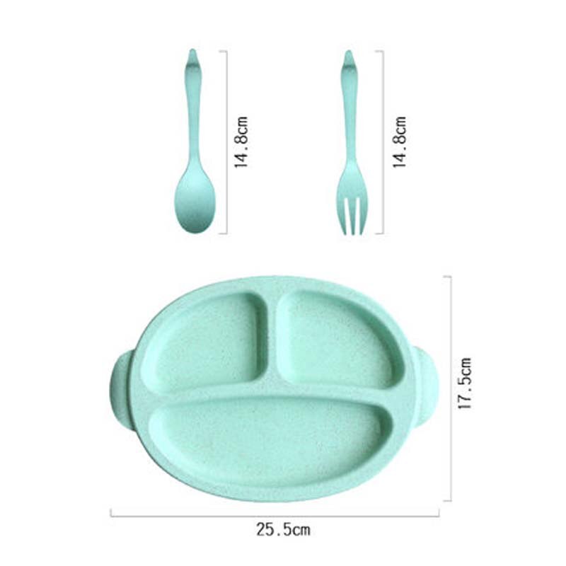 Cuencos de fibra de trigo Natural bonitos platos de bebé de dibujos animados vajilla de alimentación de bebé niños pequeños placa ambiental portátil: green