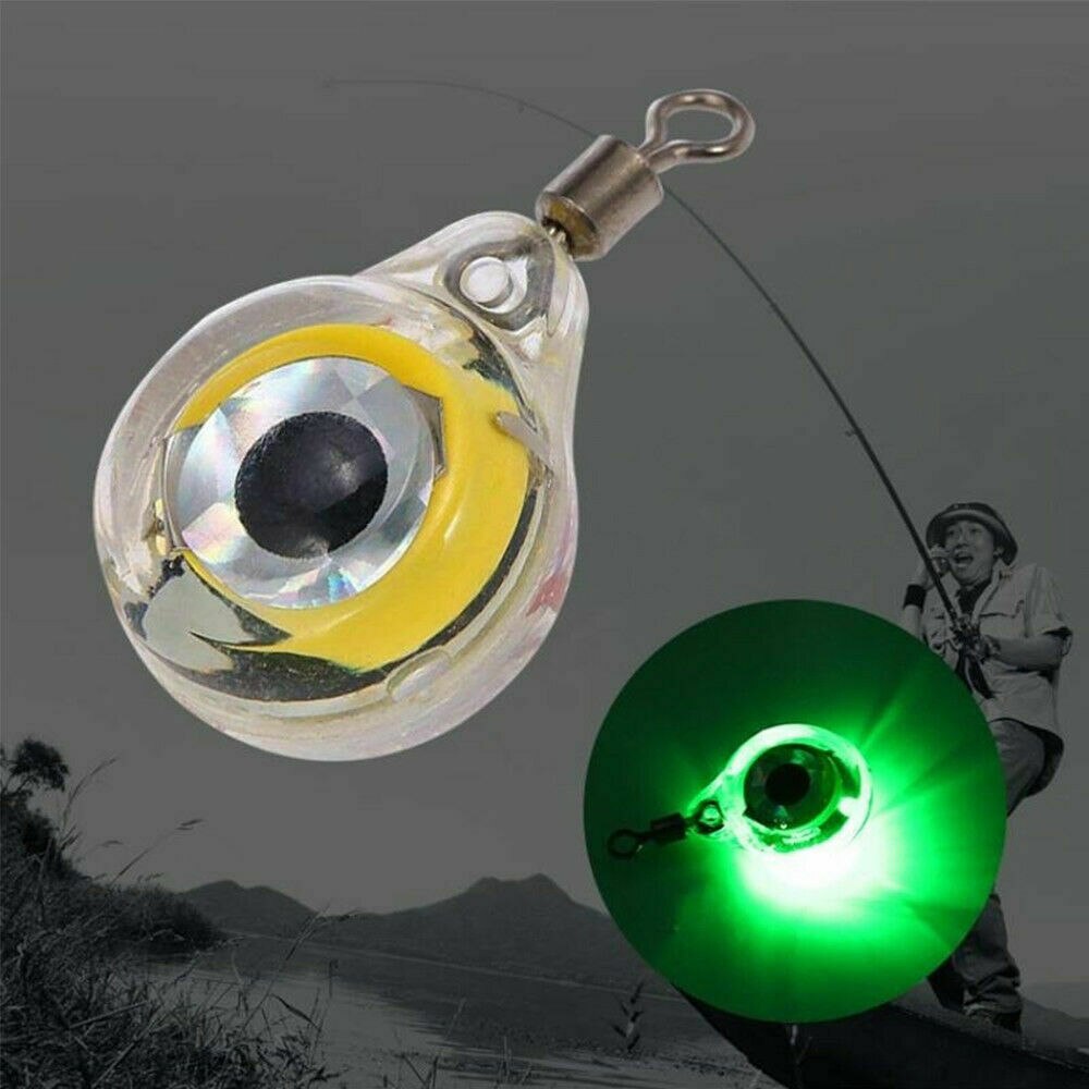 Señuelo de pesca con luz LED, forma de ojo, calamar, luminoso, para atraer peces, IP68, 20x