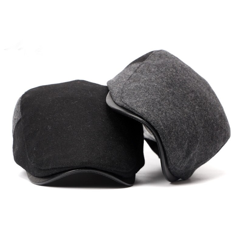 Winter Cotton Men Women Dark Grey Flat Ivy Cap Soft Solid Color Driving Cabbie Hat Adjustable Newsboy Caps