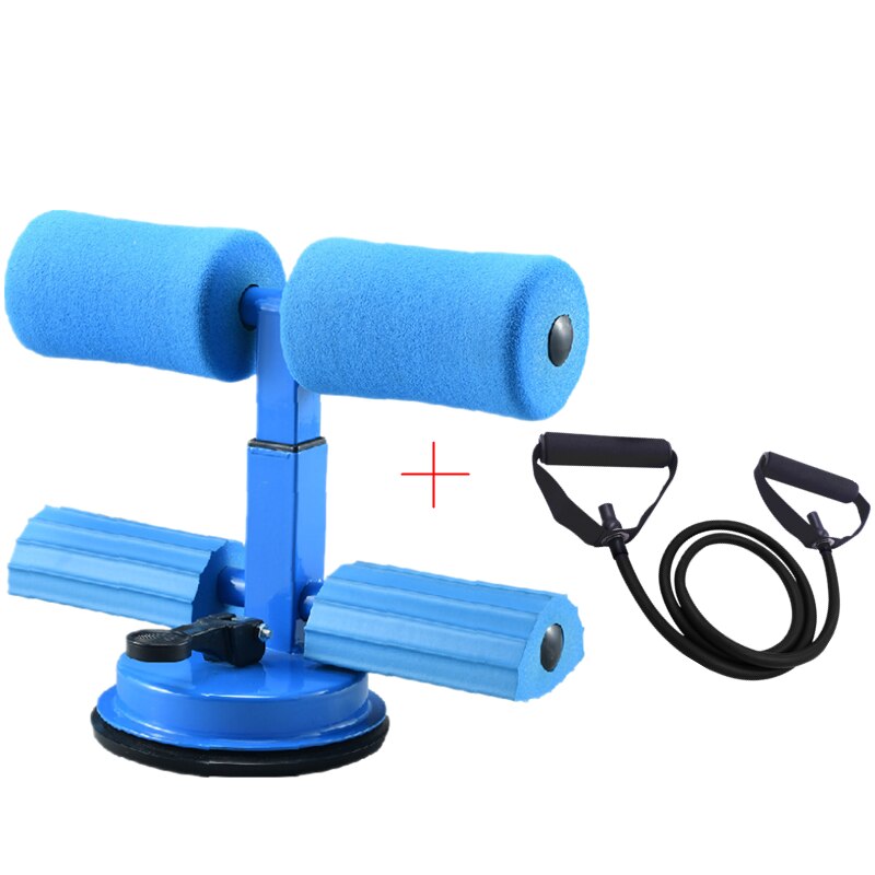 Adjustable Sit Up Bar Floor Assistant Exercise Equipment with Resistance band Home Gym Abdominals Core Workout Fitness Slimming: Blue B Set