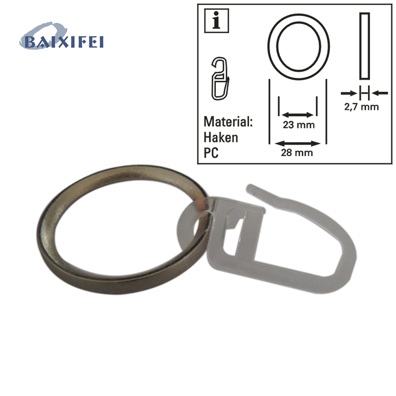50 Stks D28mm Zinklegering Ring Met Haak, Gordijnroede Ringen voor Raamdecoratie