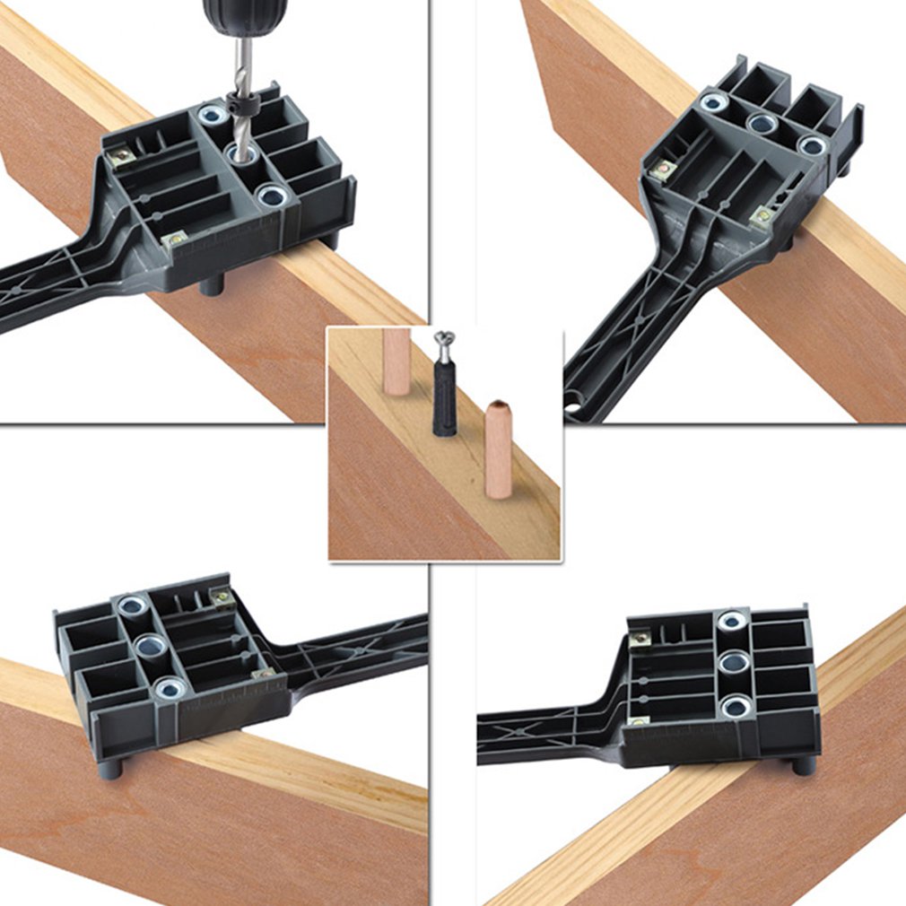 Straight Hole Wood Drill Guide Locator Portable Drilling Puncher Doweling Saw Jig Set Woodworking Carpentry Tools