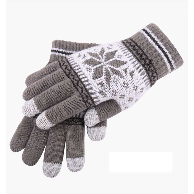 Julekashmir uldstrikkede handsker vinterhandsker til mand og kvinder plus tykke strikkede håndled med fem fingre