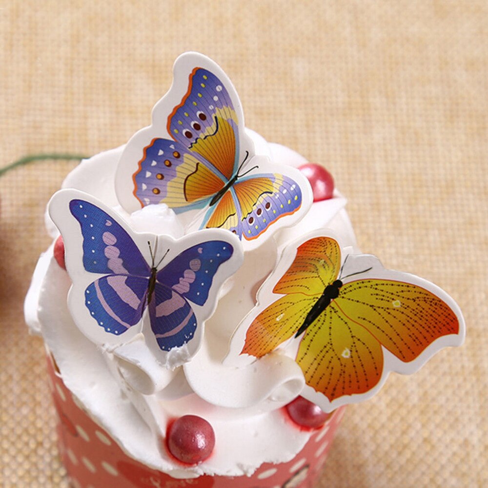 50 Uds. De mariposas para decoración de tartas, copos de arroz para cumpleaños y bodas