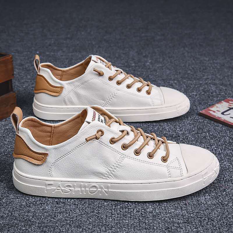 Spring Trendy Sport Shoes For Teens Boys School Sneakers White Leisure Footwear Man Flats Men's Vulcanzied Shoes: Khaki / 10
