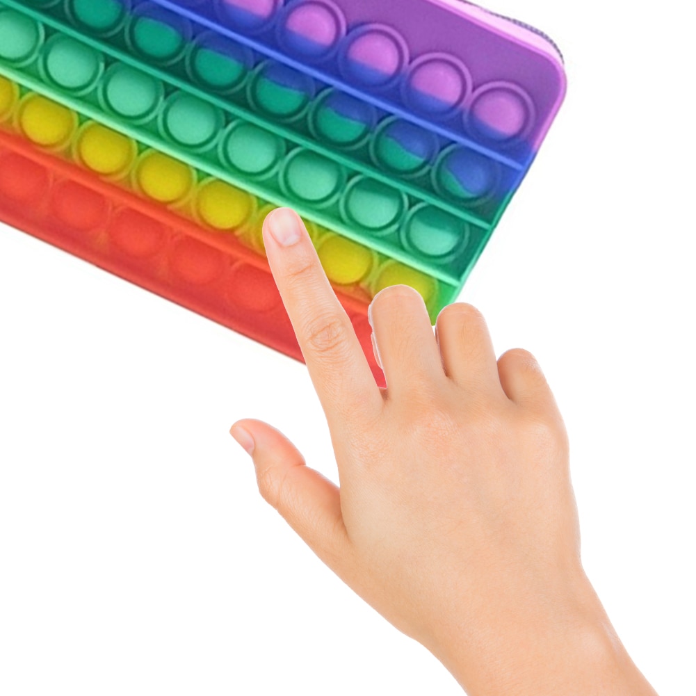 Funny Pencil Case Silicone Purse Push Bubbles Simple Stationary Bag Popper Sensory Pencil Case Fidget Toys