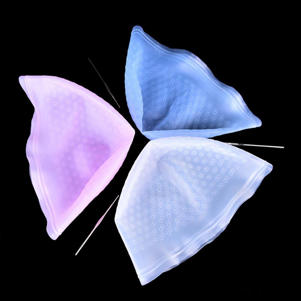 Silicone Reusable Hair Colouring Highlighting Dye Cap Frosting Tipping with needle Transparent Hair Dyeing Cap Tool