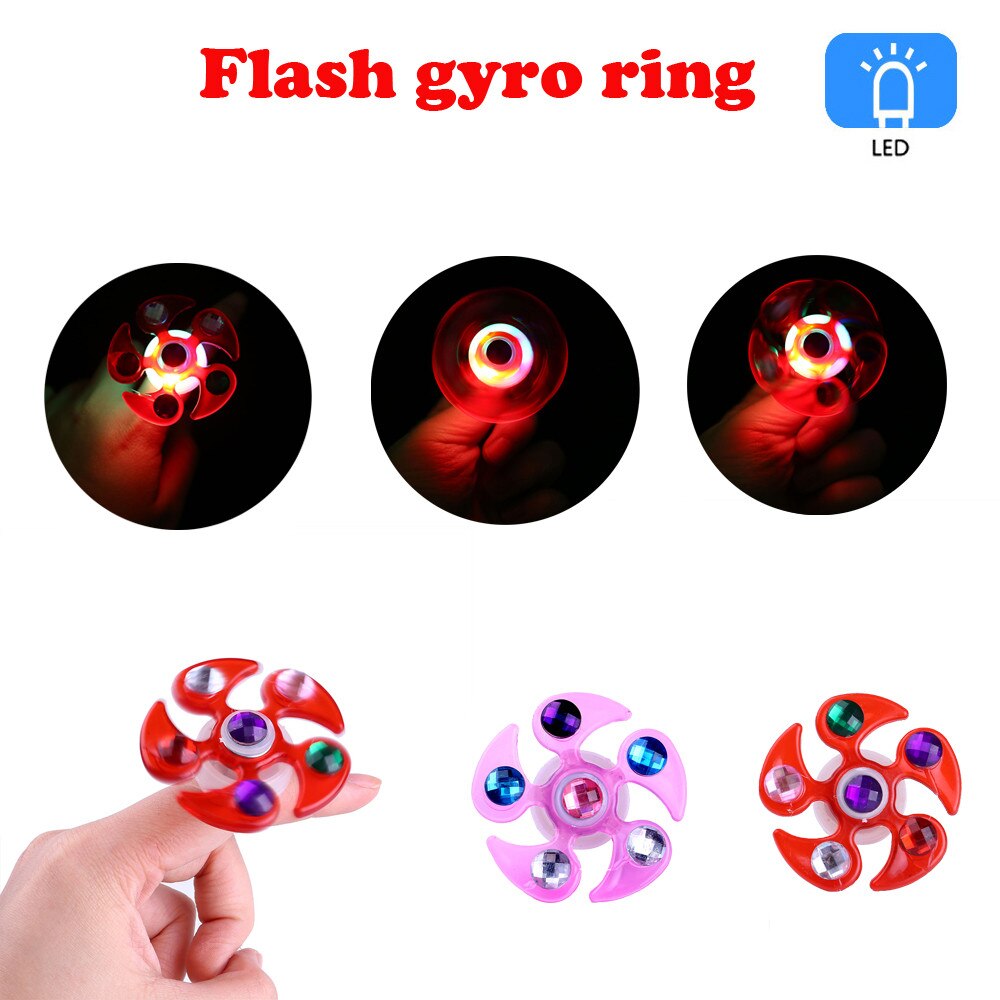 Early Education Toys Learning Toys For Children Children's Luminous Ring Manual Rotating Soft Plastic Flash Gyro Ring NewW930(5)