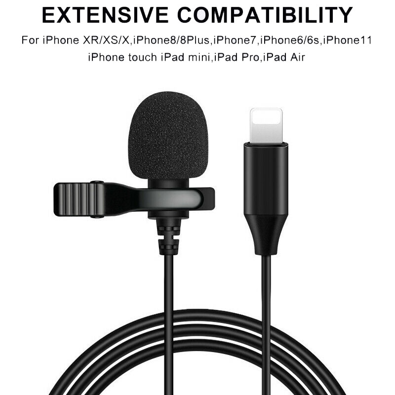 Externe Clip-On Revers Lavalier Lightning Microfoon Voor Iphone 11 Pro Xs Xr Max SE2 /7/8 Plus Ipad 4/3/2 Ipad Pro Ipad Air2