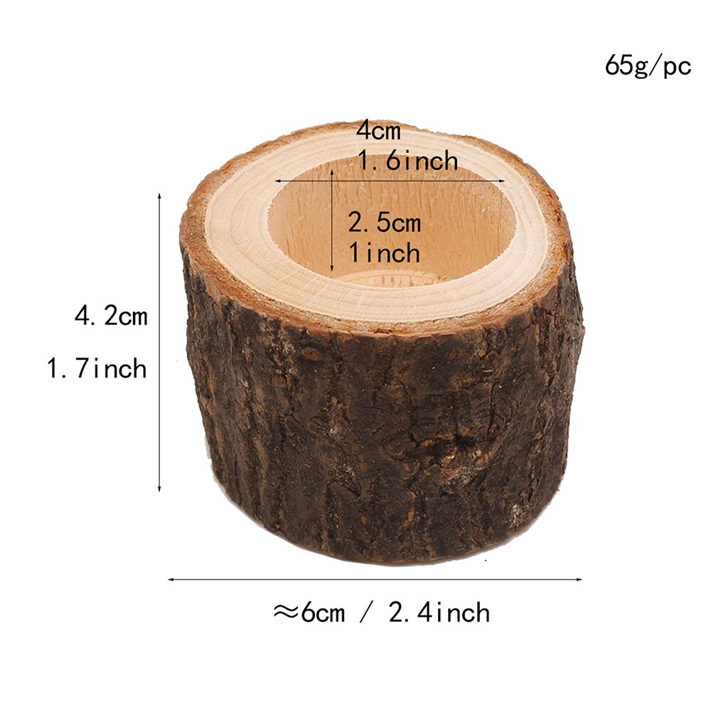 3pcs/pack 2.5cm Rustic Wedding Centerpieces Wood Candlestick for Wedding Table Decoration Natural Wood Candle Holder Stand: 2