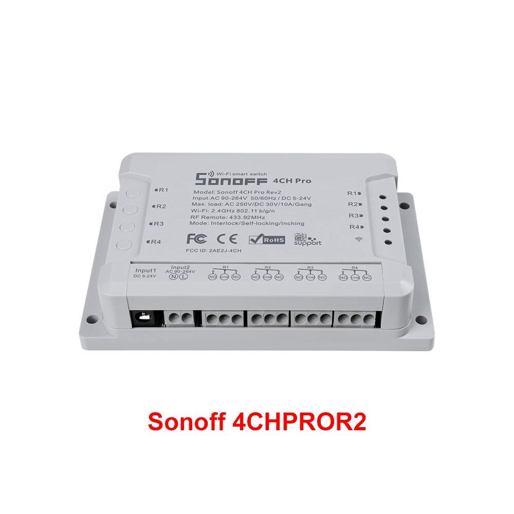 Itead Sonoff 4CH Pro R2/R3 Wifi Switch 4 Channel Inching Self-Locking Interlock Smart RF Control Remote Switch Work with Alexa: Sonoff 4CHPROR2