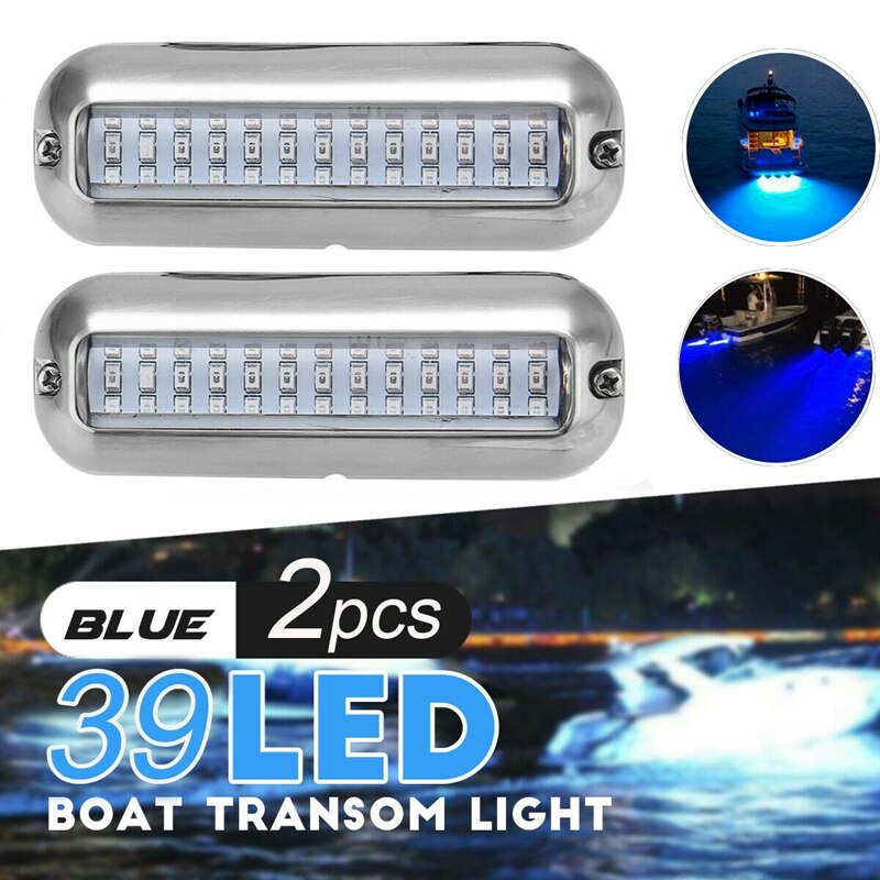 1 Pair Universal 4.7 Inch 316SS Cover 39 LED Underwater Pontoon Boat Transom Fishing Light (Blue): Default Title