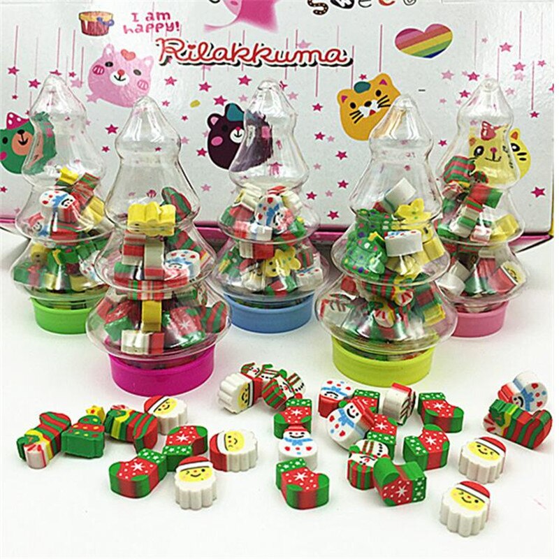 Christmas Tree Shaped Mini Eraser Student Learning Stationery Eraser Christmas Per Box 20 Erasers and Retail