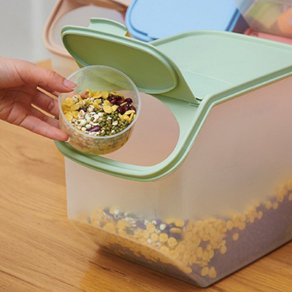 Storage Box Barrel Grain Large Capacity Kitchen Food Grain Rice Container Nice Kitchen Rice Fruit Dry Grain Portable Container✪
