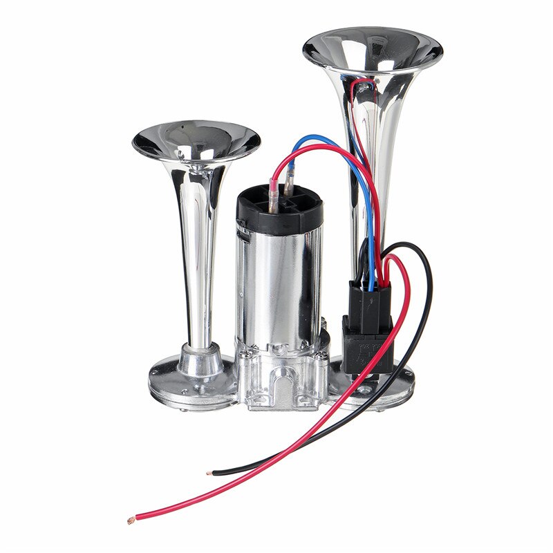 300DB Dual Trumpet Electric Horn Loud Chrome Air Horn Speaker Kit 12VUniversal for Car Train Truck Lorry