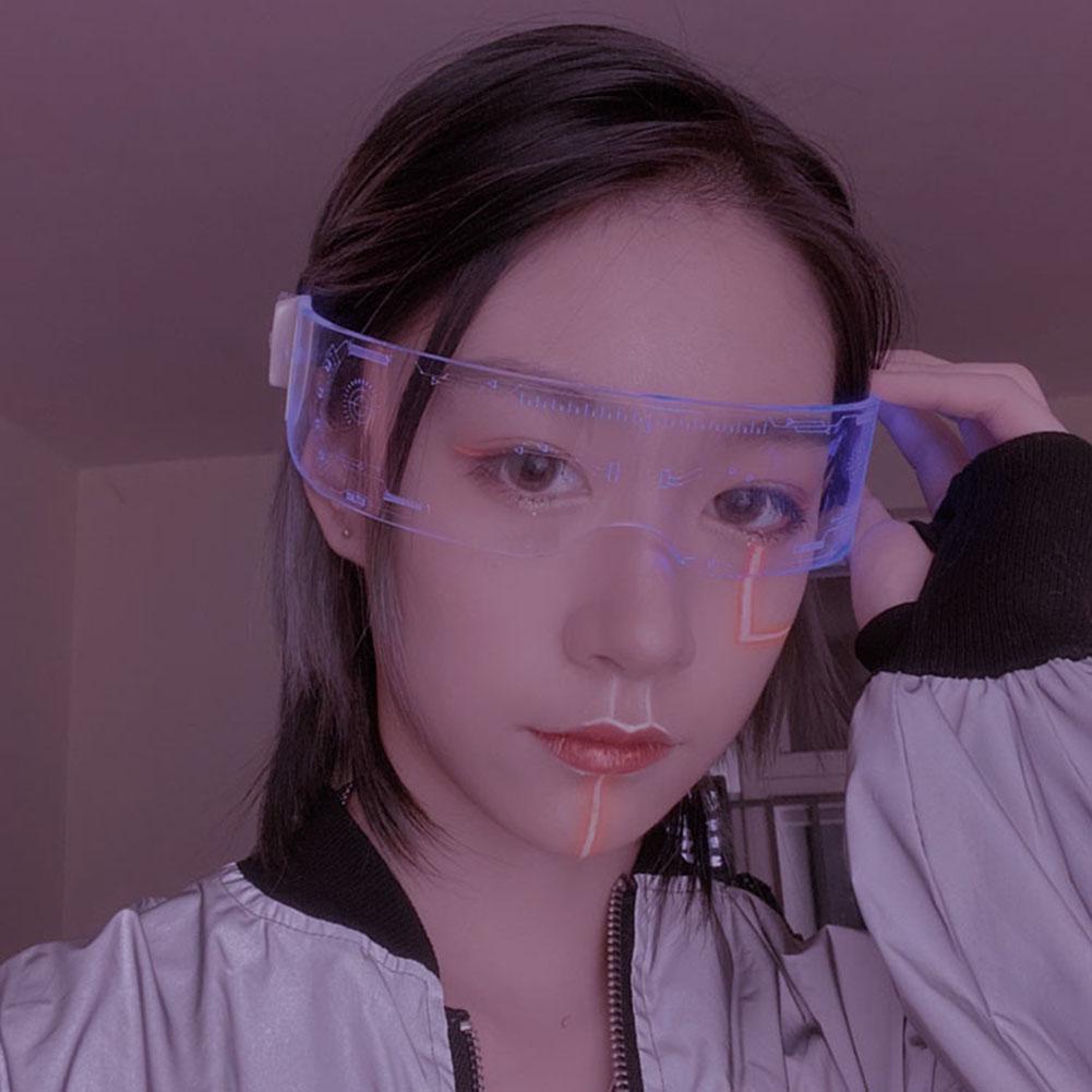 7 kolorów doprowadziło świecące okulary futurystyczne elektroniczne okulary przeciwsłoneczne zapalają okulary rekwizyt na Halloween festiwal wydajność szczyt