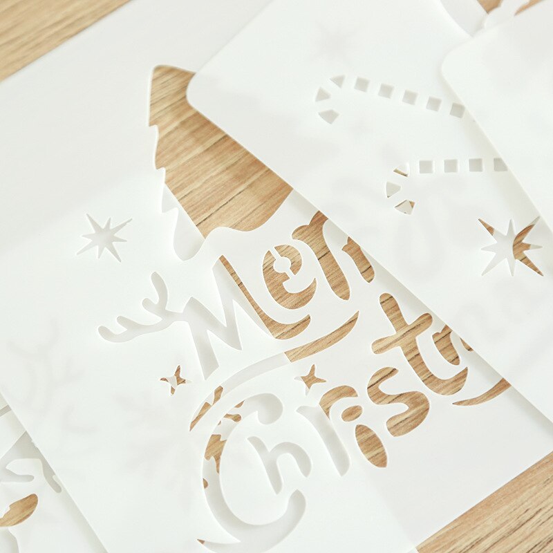 EZONE, regla de pintura de Navidad, de alce, de Navidad, Forma del árbol, plantilla hueca, sello, herramienta de dibujo DIY, papelería de Estudiante