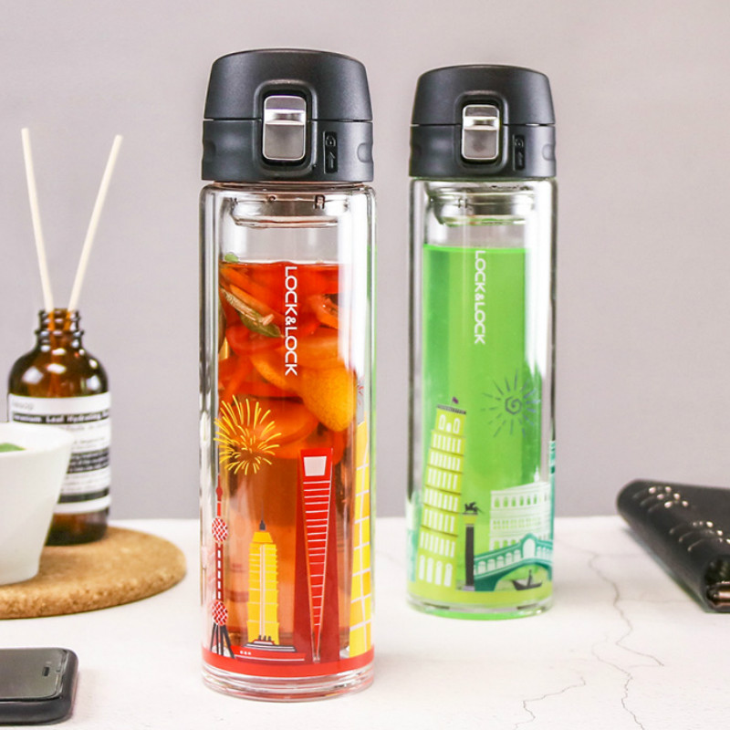 Infuser Glass Water Bottle Silicone Sleeve Gallon Tea Reusable Water Bottle Insulated Borraccia Termica House Decoration OO50BL