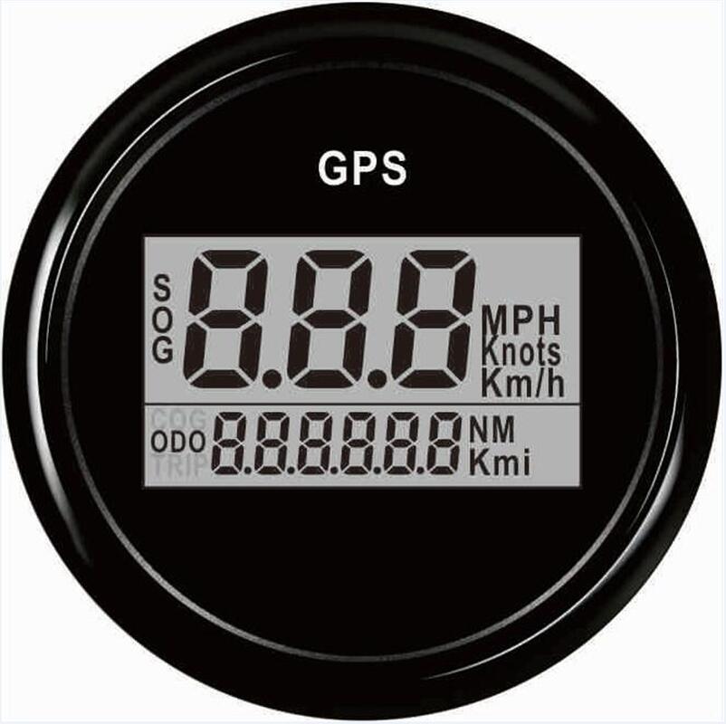 1 dispositivo de velocímetro GPS de 52mm 0-999 km/h nudos MPH odómetros digitales de automóvil 9-32V para barco automático con antena negro blanco: black 1
