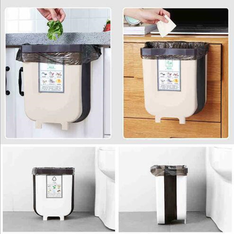 Cubos de basura plegables, cubo de basura para cocina, cubo de basura plegable para coche, cubo de basura montado en la pared para baño, Cubo de almacenamiento de basura para inodoro