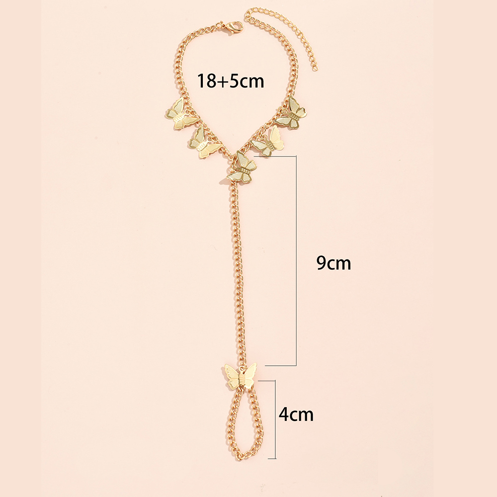 Neue Schmetterling Armreif Verbunden Anschluss Finger Ringe Hand Harness Armbänder für Frauen Charme Gold Kette Hand Schmuck
