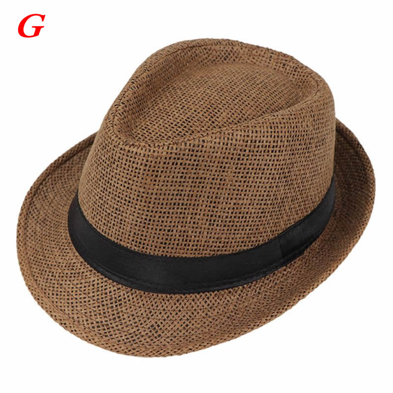 Børn børn sommer strand stråhat jazz panama trilby fedora hat gangster kasket udendørs åndbare hatte piger drenge solhat: G