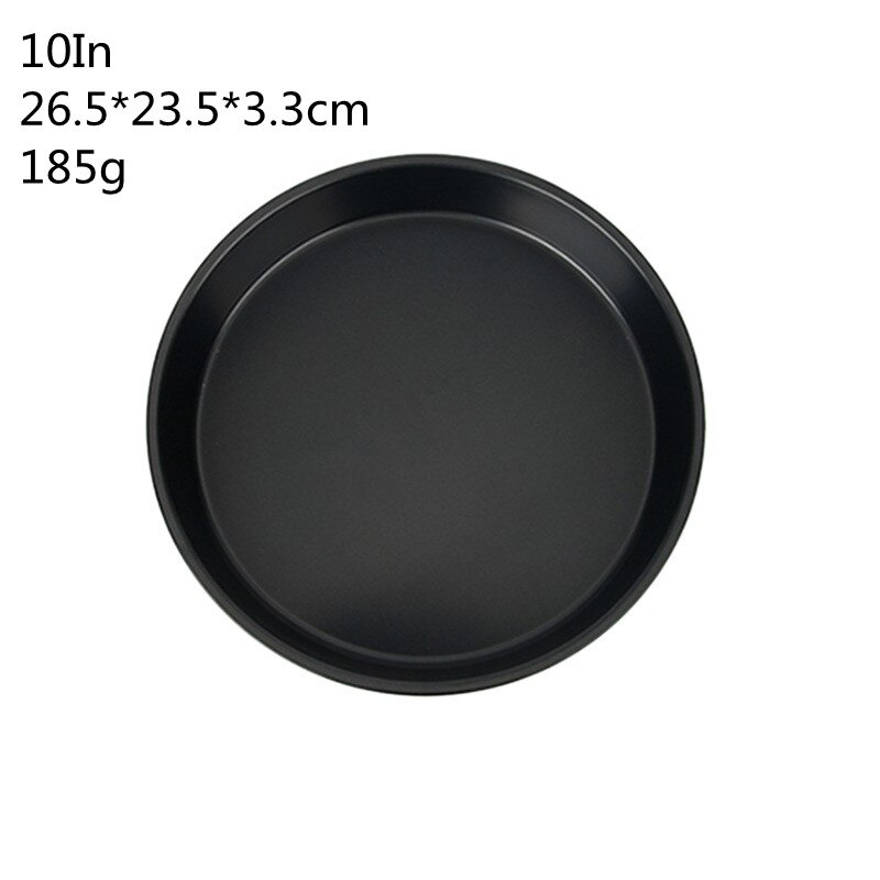 6/8/9/10 Inch Carbon Steel Non-stick Kitchen Round Pizza Plate Pizza Deep Dish Cake Mold Baking Pan Tool Mould Accessories: 10Inch-Black