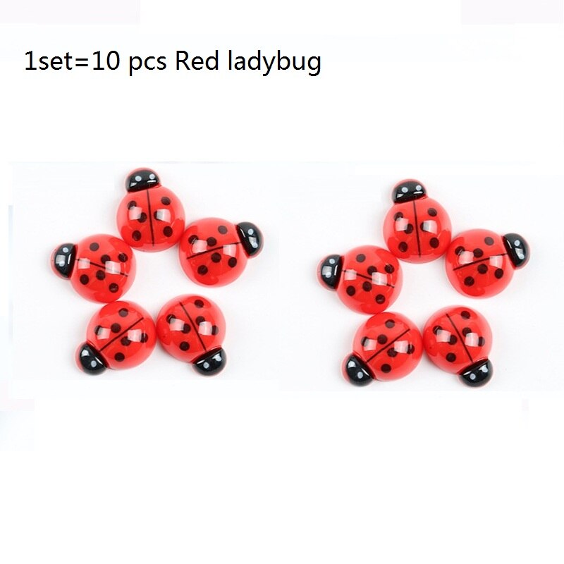 10Pcs/Set Resin Red Yellow pink ladybug Mini Craft Garden Ornaments Bonsai Micro Landscaping Home Decor Accessories Garden Decor: 10 Red ladybug