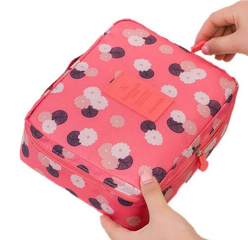 Women Cosmetic bag Makeup bag Case Make Up Organizer Toiletry Storage Neceser Rushed Floral Nylon Zipper Travel Wash pouch: N