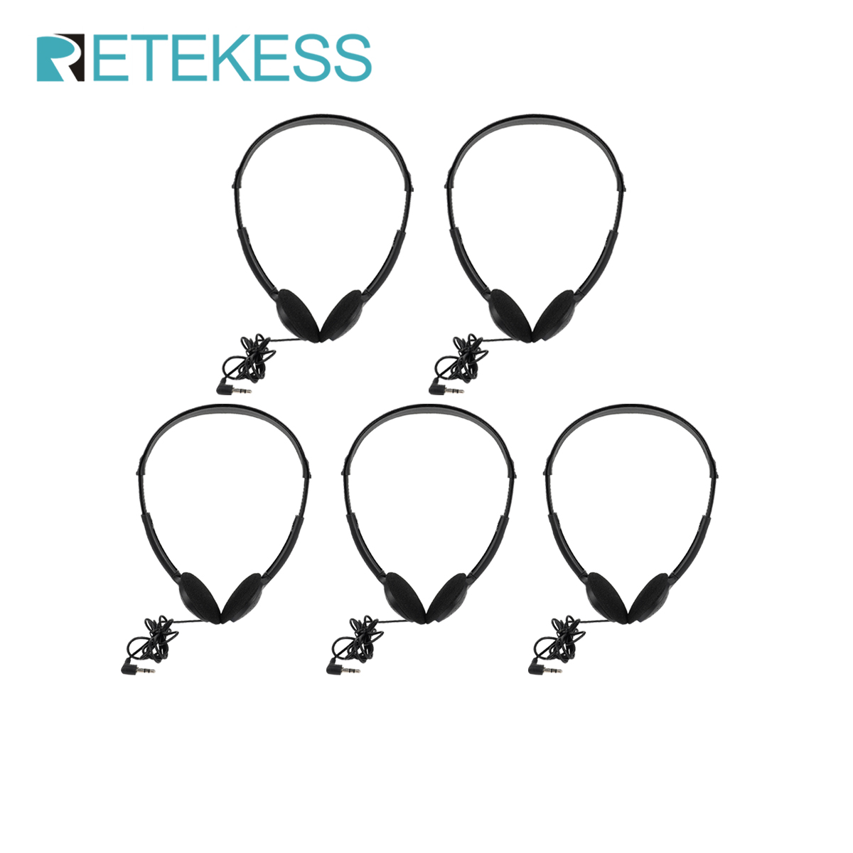 Retekess 5 pçs tt003 3.5mm universal fone de ouvido fone de ouvido duplo para sistema guia turístico t130