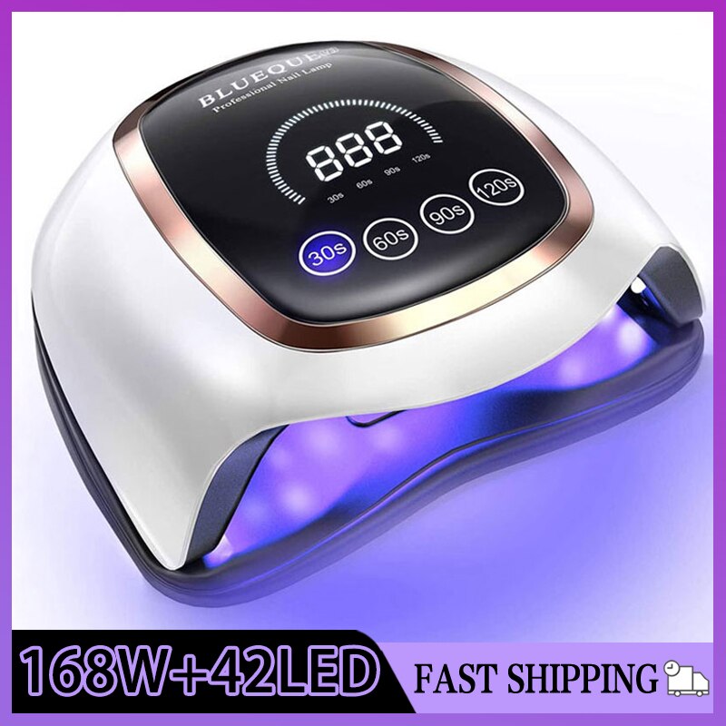BLUEQUE V3 LED UV lámpara gran espacio 168W lámpara de uñas pantalla LCD rápido seca uñas secador de Gel lámpara lámpara para manicura