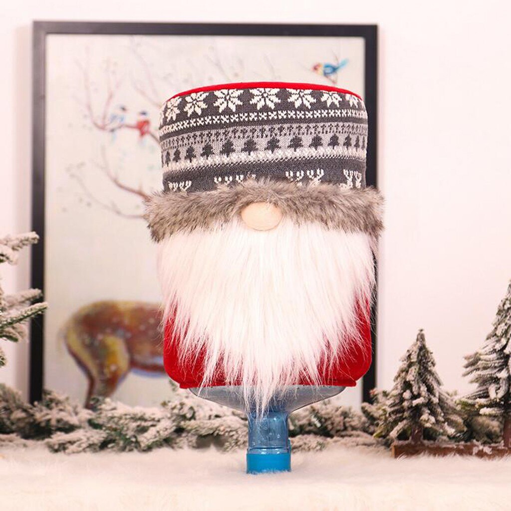 Christmas Dust Cover Water Bucket Dispenser Container Bottle Purifier Xmas Home Decoration faceless elderly knitted bucket