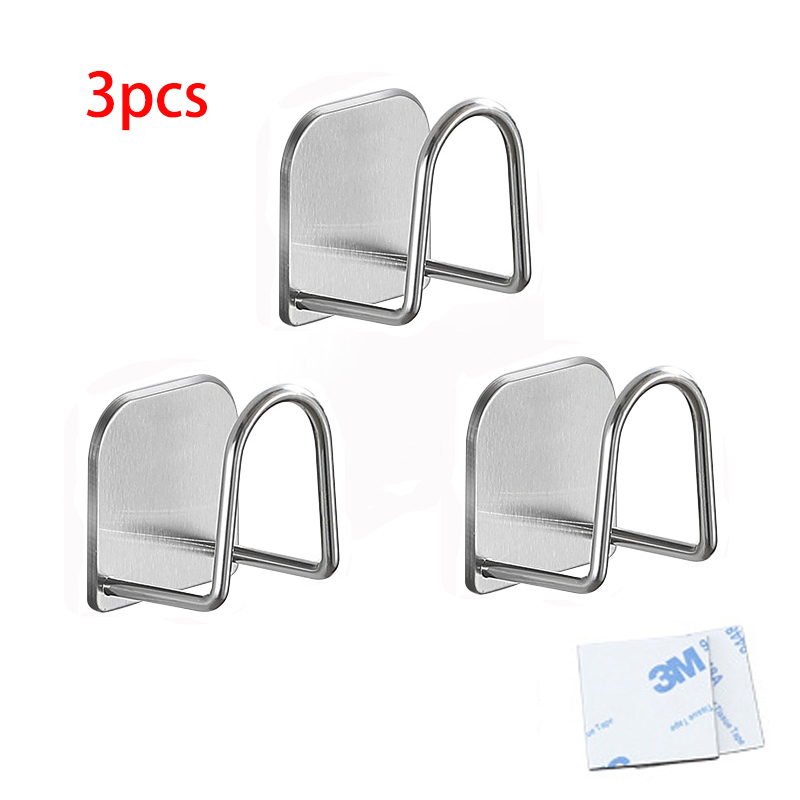Stainless Steel Sponges Holder Kitchen Sink Spong Drain Drying Rack with Adhesive Storage Holders Kitchen Gadgets Sponge Support: Silver 3pcs