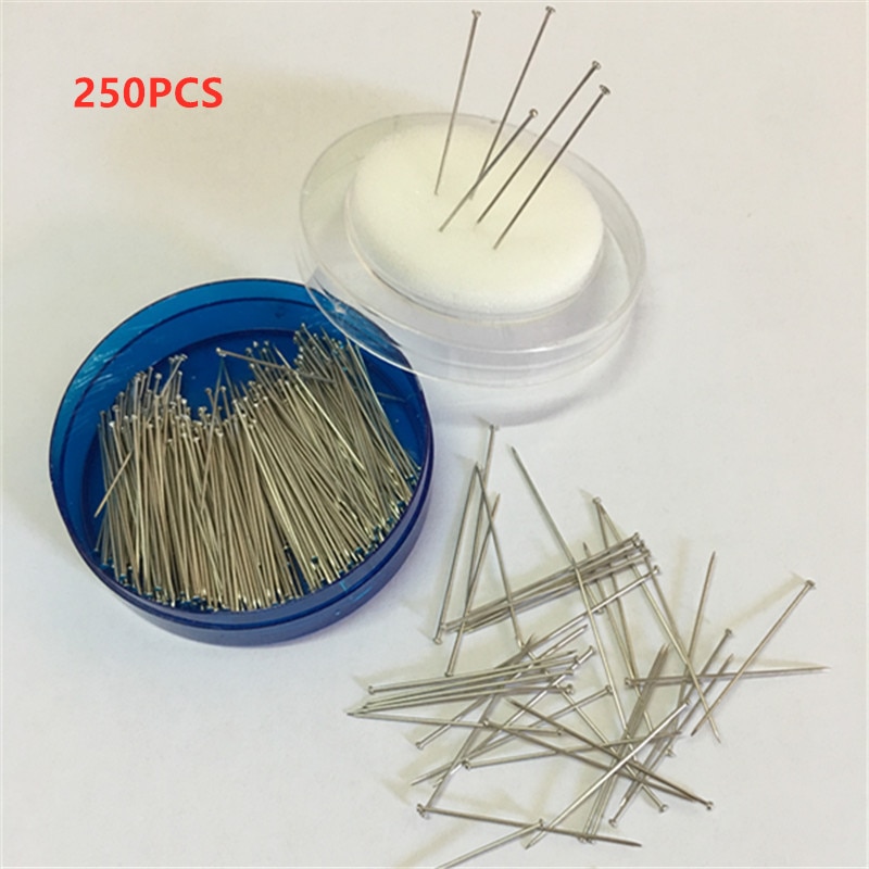 250 Pcs 35 Mm Naaister Pins Rvs Rechte Pins Quilt Applique Naaien Naald Diy Craft Met Doos Naaien Accessoires