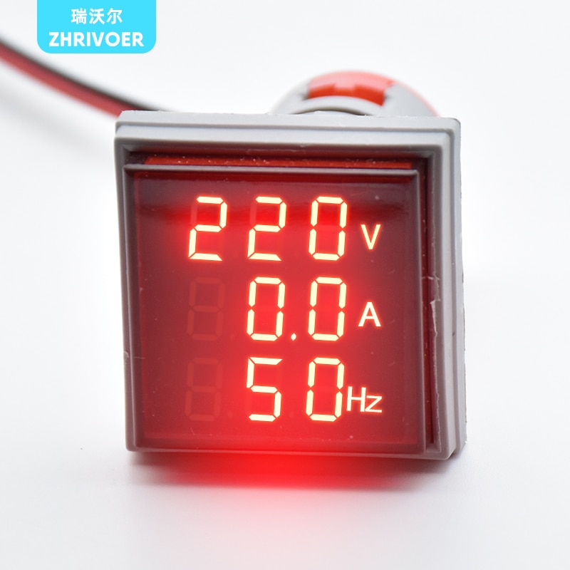 Tre display digital spænding amperometer 22mm ad16-22 dsv type  ac 60-500v mini spændingsmåler led voltmeter indikatorlampe