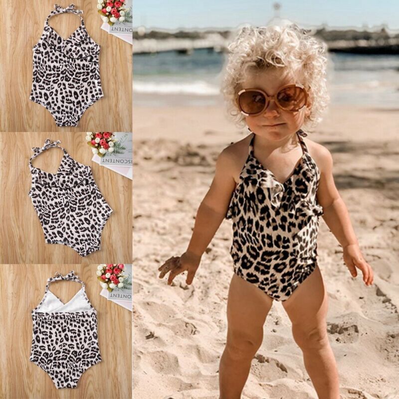 Toddler baby piger leopard et stykke badedragt badetøj bikini badedragt svømning strandtøj