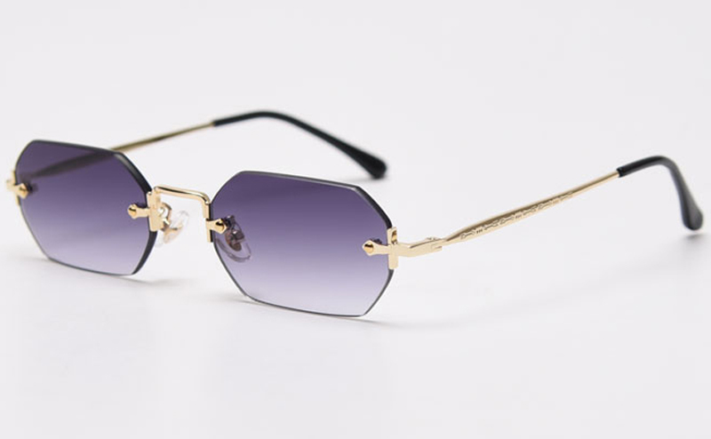 Kachawoo gafas de sol vintage sin montura para hombre y mujer, lentes octogonales de , color marrón y azul, polígono de metal rectangular, popular, Primavera: Negro