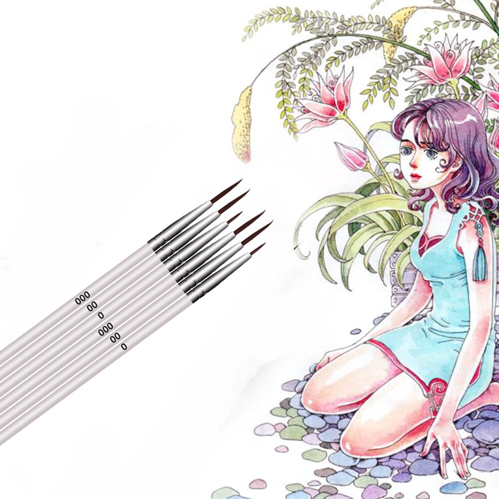 Pincel de pintura para artista, pluma de gancho fina, punta de punto, línea de pelo de fibra de nailon, pluma de dibujo con mango de madera, herramientas de obra de arte con acuarela, 10 Uds.