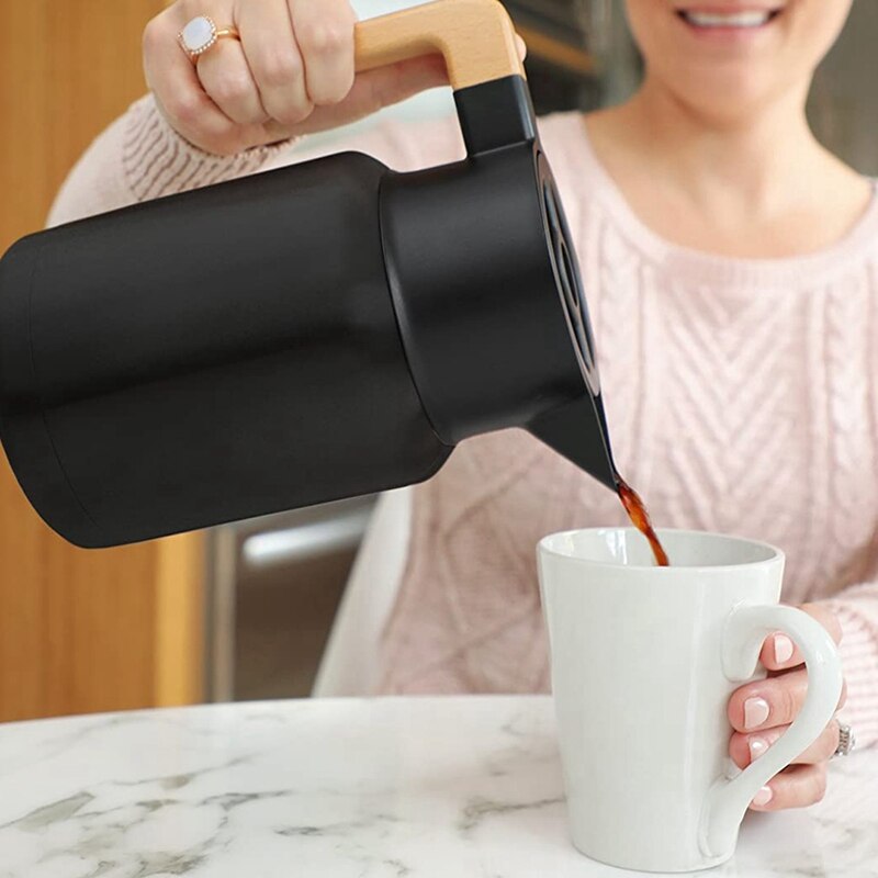Large Thermal Coffee Carafe - Stainless Steel, Double Walled Thermal Pots for Coffee and Teas By - Black, Vacuum Carafes