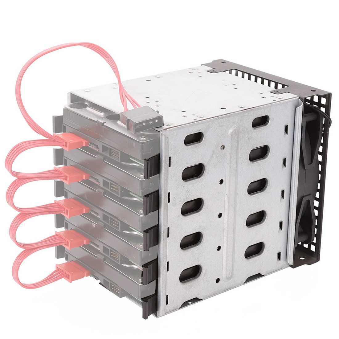 XT-XINTE 3-Bay 5-Bay Large Capacity HDD Hard Drive Cage Rack SAS SATA Hard Drive Disk Tray Caddy w SATA Cable for Computer