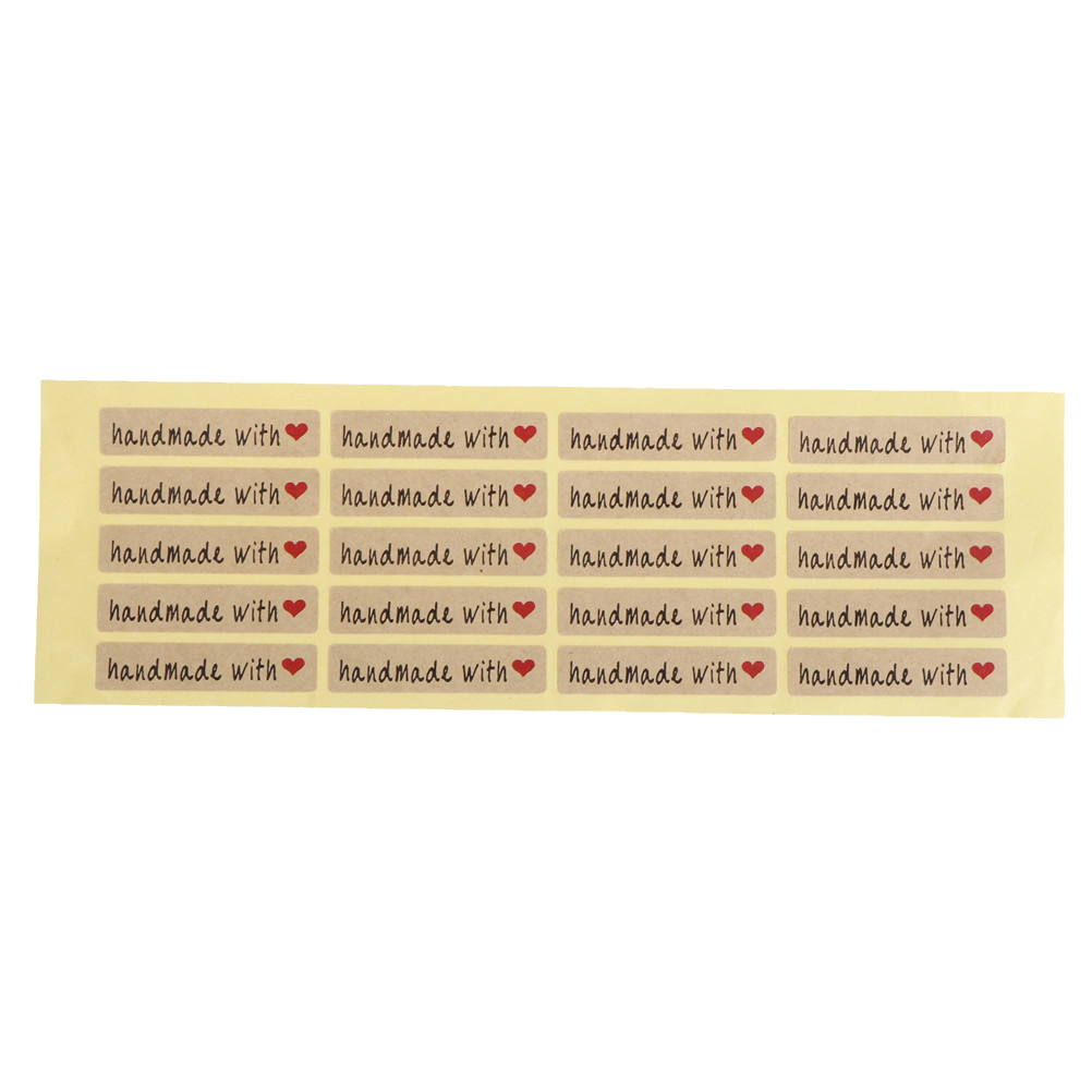 200 stuks/partij handgemaakt met liefde rood hartpatroon verpakkingsetiketten zelfklevende stickers diy sluiting voedselverpakkingszakken sticker