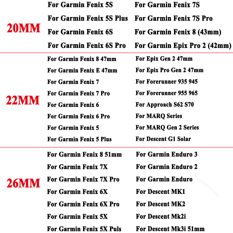 26mm 22mm 20mm Armbinde Für Garmin Fenix 8 7X 6X 6 Profi 5X Plus Quickfit Armbinde Vorläufer 945 955 965 Enduro Epix Profi 2 Armbinde