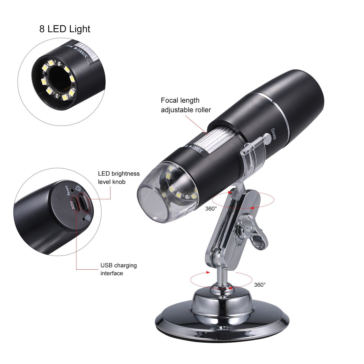 KKmoon Portable High Definition Electron Digital Microscope WiFi Wireless 1000x Magnifying Glass Christmas for Children